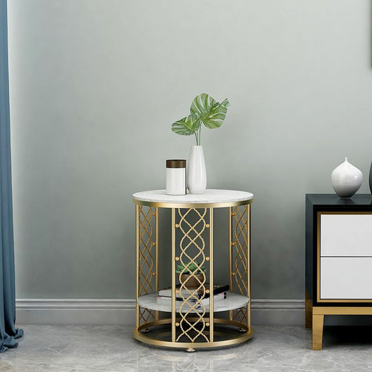 21,6 "Talta top -late della tavola di ferro in arde ardeggio rotonda alta 21" tavolino con scaffale con scaffale