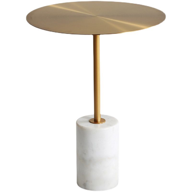 Iron and Concrete End Table 15.7" Long Mid-Century Round Side Table in White Clearhalo 'Coffee & Accent Tables' 'End & Side Tables' 'end_side_table' 'end_side_tables' 'furn' 'furn_end_side_tables' 'Furniture' 'furniture_end_side_table' 'Living Room Furniture' 1200x1200_a9264196-4226-4f38-9b18-80462da3fda7