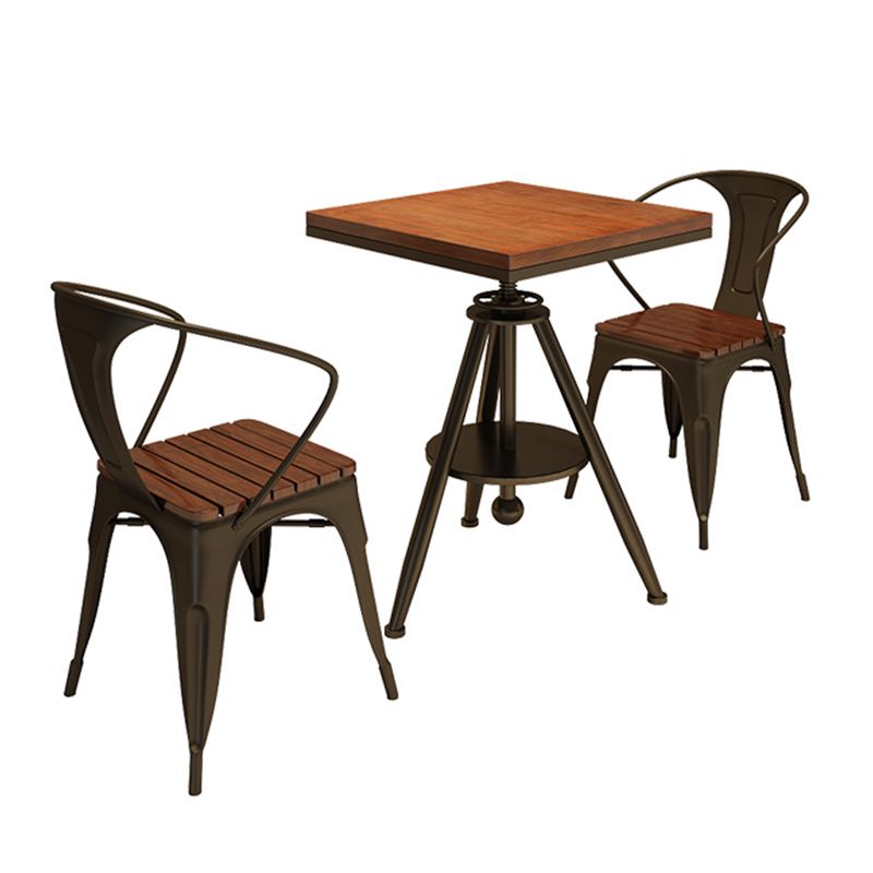 Solid Wood Industrial Dining Table Adjustable Square Table with Black Frame for Dinning Room Clearhalo ' dining_table' 'Dining Tables & Seating' 'Dining Tables' 'furn' 'furn_dining_table' 'Furniture' 'furniture_dining_table' 'Kitchen & Dining Furniture' 'kitchen&dining_furn' 'kitchen' 'kitchen_dining_table' 1200x1200_a929ef6f-6f6f-4480-a883-507e980485b3