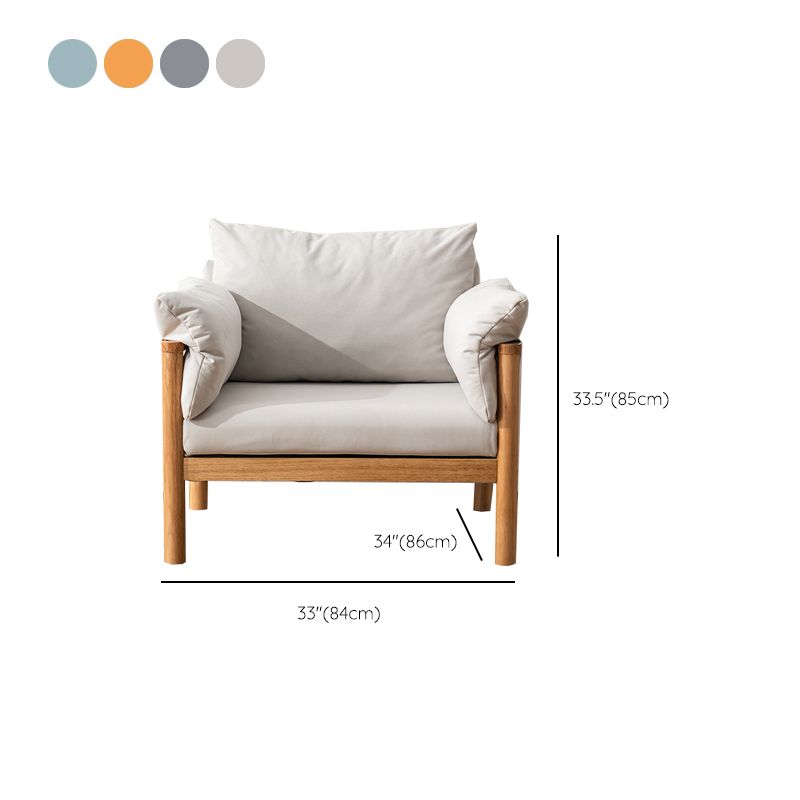 Contemporary Square Arm Sofa 33.46" High Faux Leather/Linen Sofa