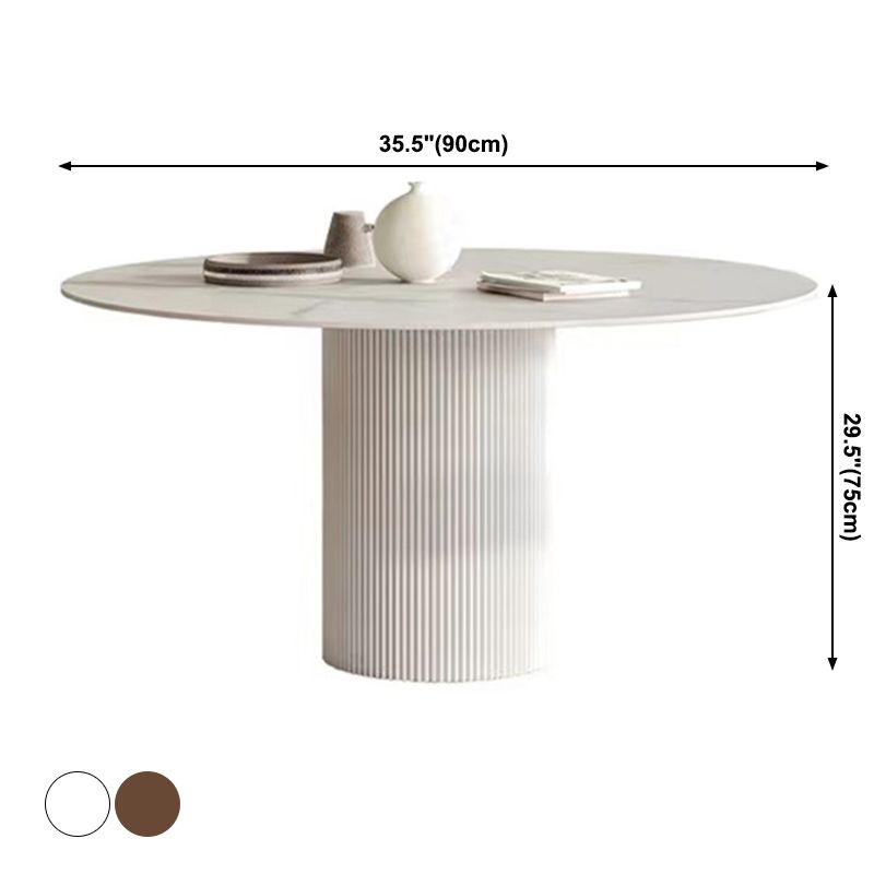 Modern Style Sintered Stone Dining Table Single Pedestal Base Round Table for Home,35.4"L x 29.5"H Clearhalo ' dining_table' 'Dining Tables & Seating' 'Dining Tables' 'furn' 'furn_dining_table' 'Furniture' 'furniture_dining_table' 'Kitchen & Dining Furniture' 'kitchen&dining_furn' 'kitchen' 'kitchen_dining_table' 1200x1200_a92af47a-b7ac-4788-8008-f5ef06aec6c6