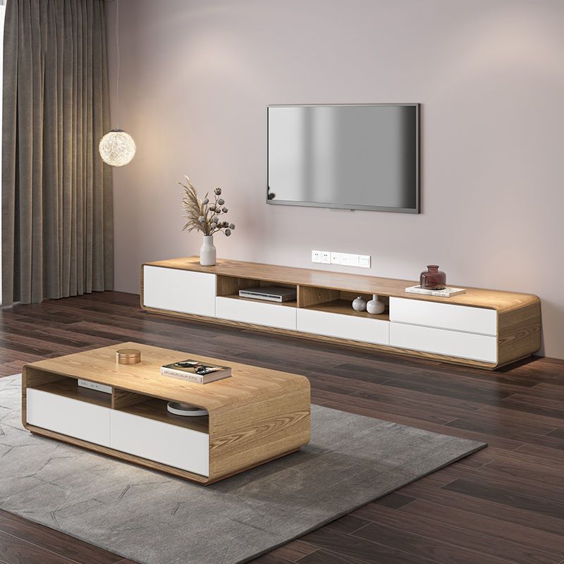 Console TV scandinava Console multimediale TV in legno con cassetti