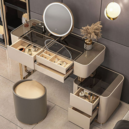 Lussuoso tavolo da toeletta da toeletta per trucco in legno e metallo e tavolo da toeletta a specchio illuminato