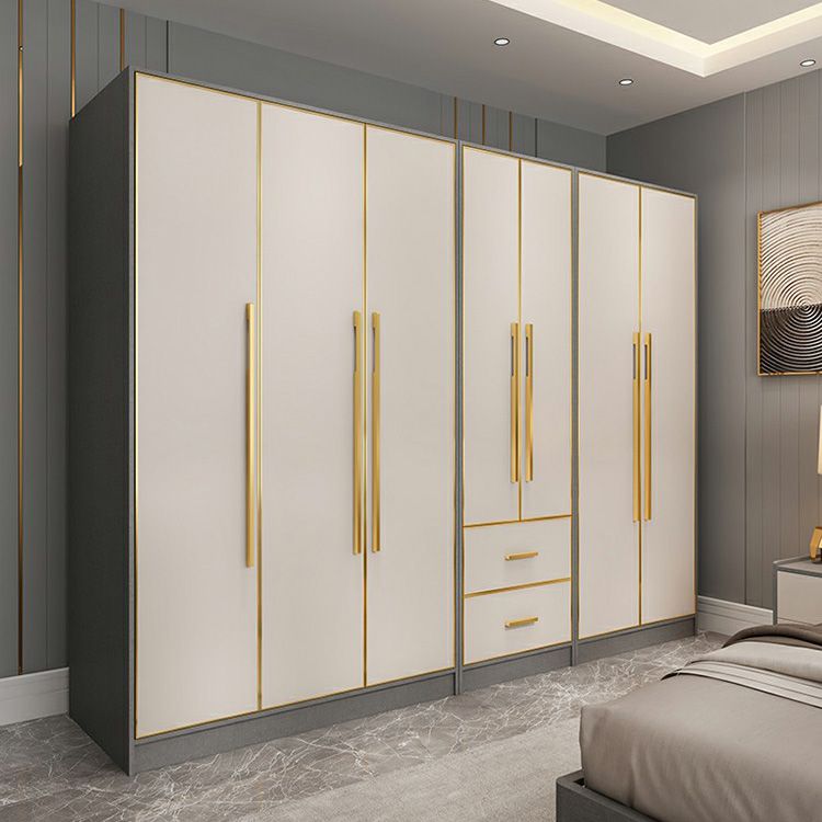Contemporary Wardrobe Closet with Shelves Engineered Wood Wardrobe Armoire