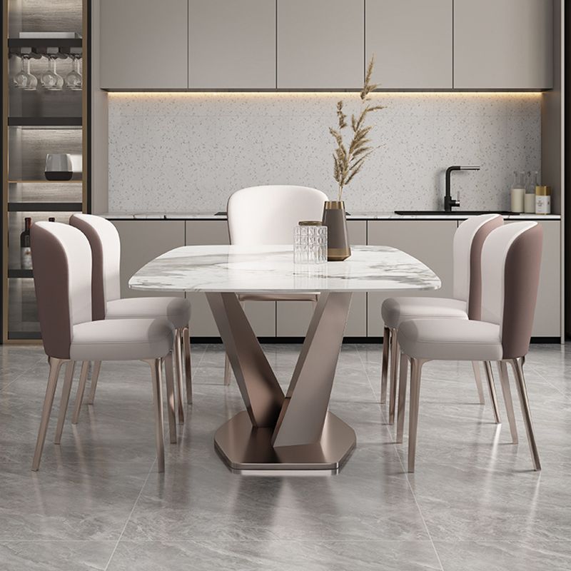 Glam Style Dining Rectangle Table Dining Sintered Stone Table for Home Use Clearhalo 'Dining Tables & Seating' 'Dining Tables' 'dining_table' 'furn' 'furn_dining_table' 'Furniture' 'Kitchen & Dining Furniture' 1200x1200_a92cfd53-8bc8-4cb6-8240-a29932a5b2f0
