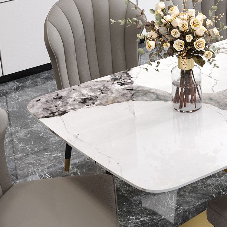 Rectangle Glam Dining Table White Tone Fixed Table with Sintered Stone Clearhalo ' dining_table' 'Dining Tables & Seating' 'Dining Tables' 'furn' 'furn_dining_table' 'Furniture' 'furniture_dining_table' 'Kitchen & Dining Furniture' 'kitchen&dining_furn' 'kitchen' 'kitchen_dining_table' 1200x1200_a92f3f4d-5aa5-47cc-b8cf-a411c4f2992d