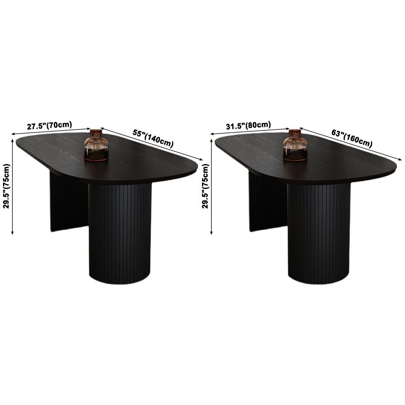 Minimalist Black Kitchen Dining Table Solid Wood Oval Shape Dining Table with Double Pedestal Bases Clearhalo ' dining_table' 'Dining Tables & Seating' 'Dining Tables' 'furn' 'furn_dining_table' 'Furniture' 'furniture_dining_table' 'Kitchen & Dining Furniture' 'Kitchen Furniture' 'kitchen&dining_furn' 'kitchen' 'kitchen_dining_table' 1200x1200_a92f8803-80f9-4a29-b7a1-7ed746cf5a85