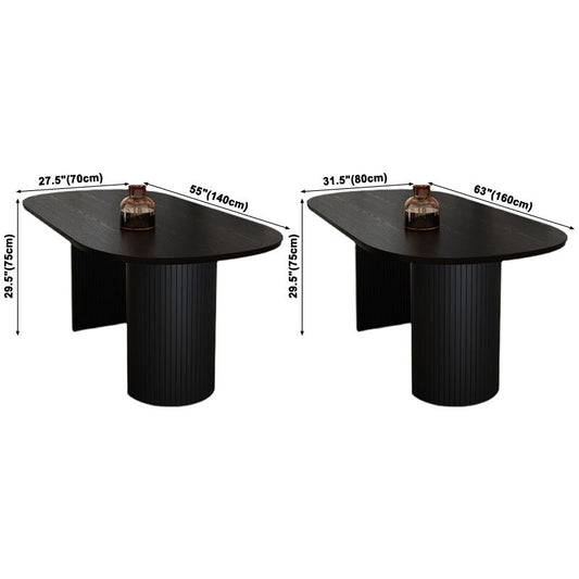 Minimalist Black Kitchen Dining Table Solid Wood Oval Shape Dining Table with Double Pedestal Bases Clearhalo ' dining_table' 'Dining Tables & Seating' 'Dining Tables' 'furn' 'furn_dining_table' 'Furniture' 'furniture_dining_table' 'Kitchen & Dining Furniture' 'Kitchen Furniture' 'kitchen&dining_furn' 'kitchen' 'kitchen_dining_table' 1200x1200_a92f8803-80f9-4a29-b7a1-7ed746cf5a85