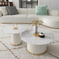 Modern Metal Cocktail Table Round Pedestal Coffee Table - White