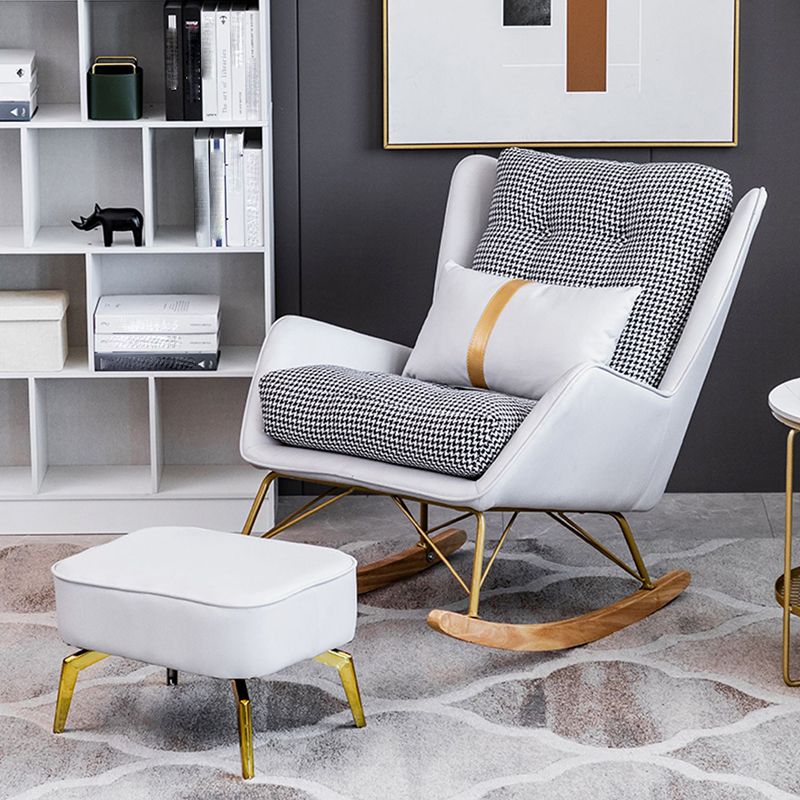 Rocker moderne coussins toufutés Patchwork Tissure Rocking Chaise avec oreiller