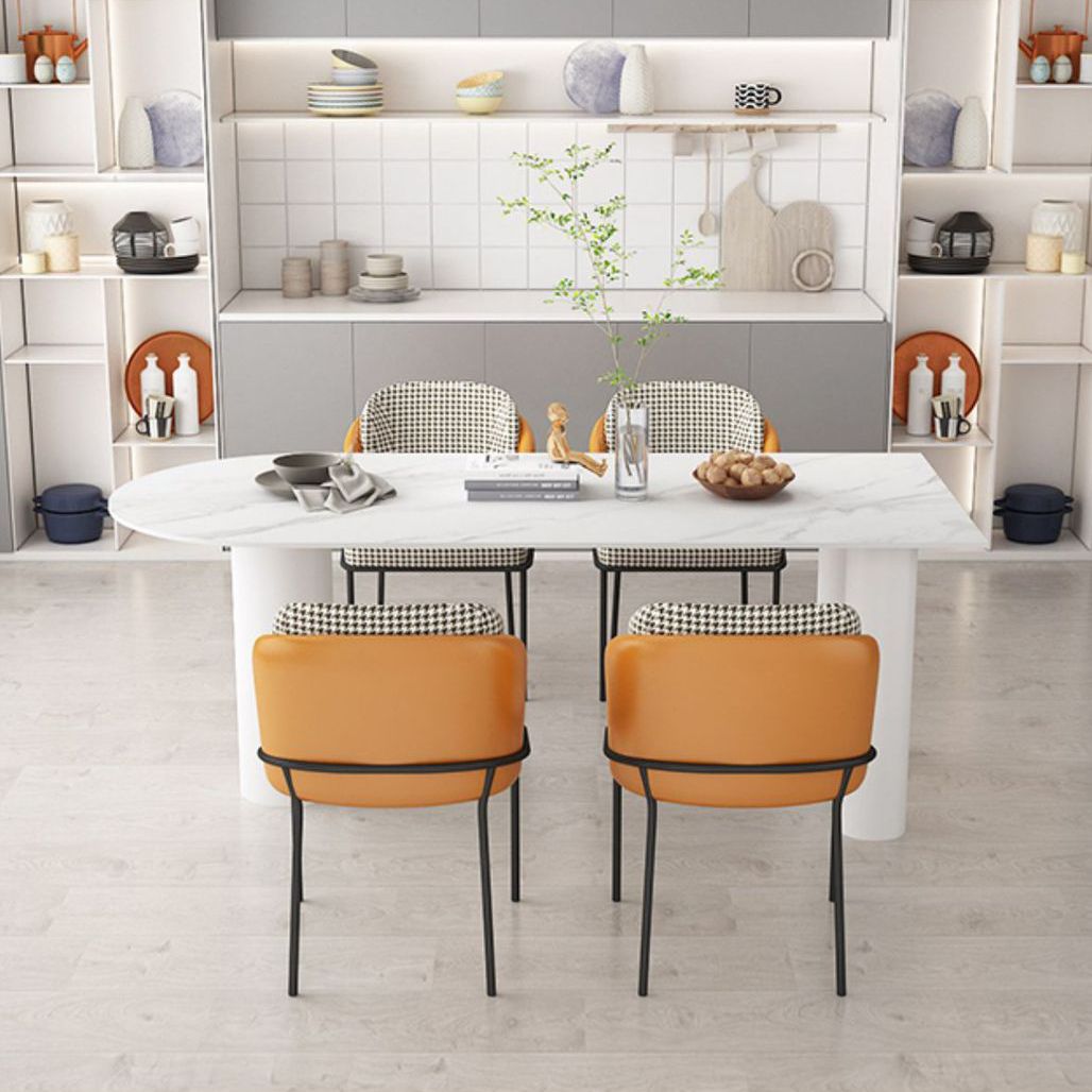 Free Form Dining Table Modern Sintered Stone Top Iron Base Table Clearhalo 'Dining Tables & Seating' 'Dining Tables' 'dining_table' 'furn' 'furn_dining_table' 'Furniture' 'Kitchen & Dining Furniture' 1200x1200_a9356f83-9321-4c63-aa01-ed201d538840