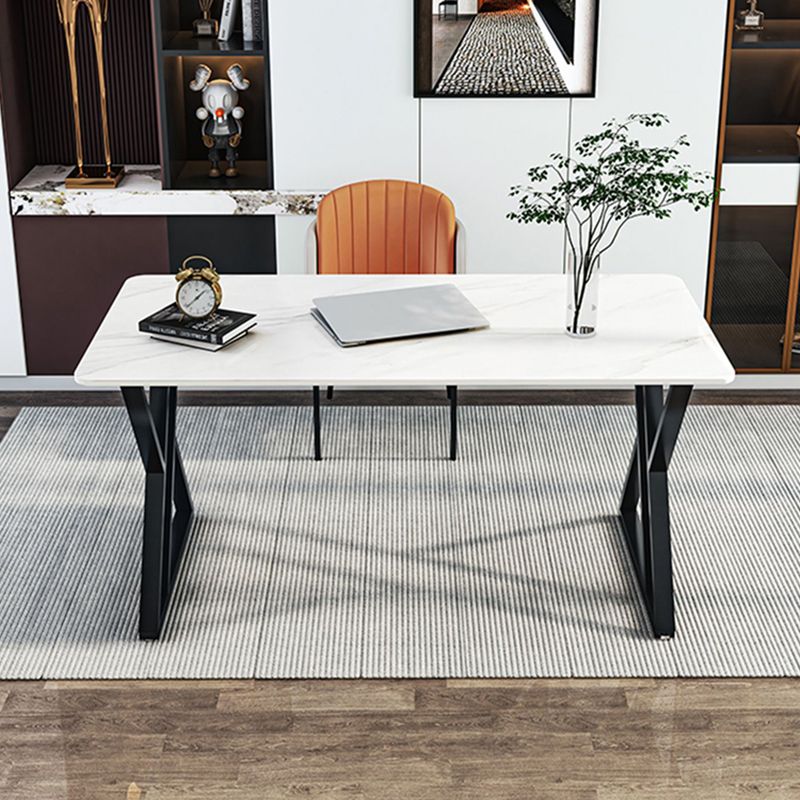 Rectangular Shaped Slate Computer Desk White Writing Desk for Home Clearhalo 'furn' 'furn_office_desk' 'Furniture' 'Office Desks' 'Office Furniture' 'office_desk' 1200x1200_a93643a5-6f3f-4a2a-935c-1f7079acc027