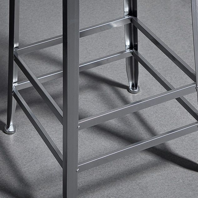 Industrial Coffee Shop Footrest Stools Silver Iron Bar Stool Clearhalo 'Bar Furniture' 'Bar Stools' 'bar_stools' 'furn' 'furn_bar_stools' 'Furniture' 'furniture_bar_stools' 'Kitchen & Dining Furniture' 1200x1200_a936793e-0bfa-4726-a357-dd0608f71d91