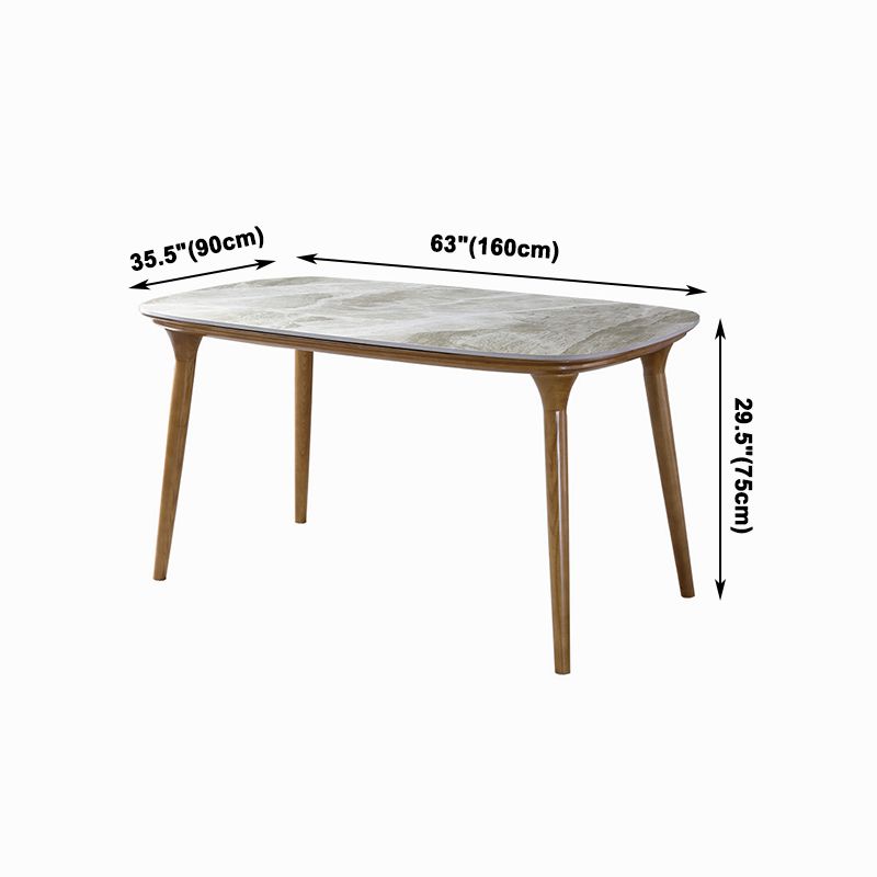 Mid-Century Modern Rectangle Table Sintered Stone Table with 4 Legs Wood Base Clearhalo ' dining_table' 'Dining Tables & Seating' 'Dining Tables' 'furn' 'furn_dining_table' 'Furniture' 'furniture_dining_table' 'Kitchen & Dining Furniture' 'kitchen&dining_furn' 'kitchen' 'kitchen_dining_table' 1200x1200_a936c927-4958-4c57-a9cc-61ff49d468e5