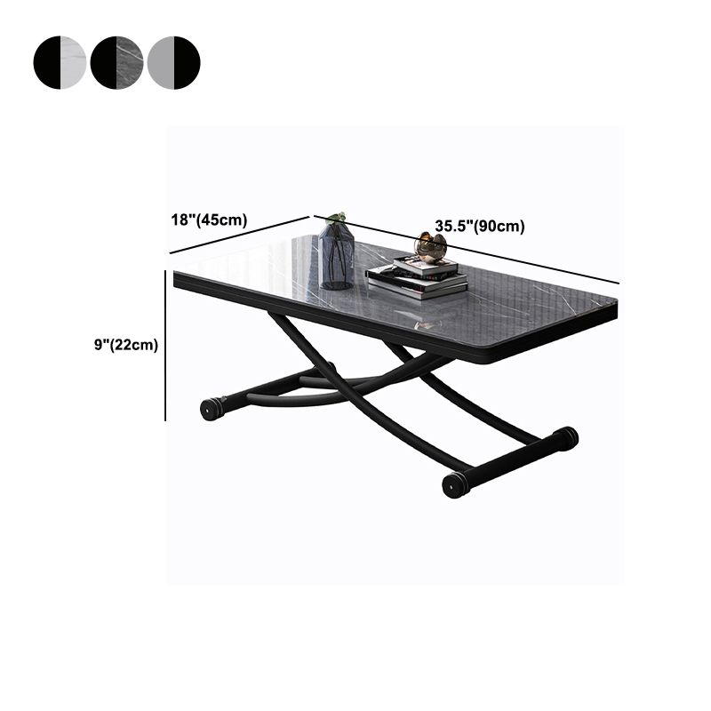 8.6"H Modern Metal Cross Base Glass Rectangular Adjustable Coffee Table Clearhalo 'Coffee & Accent Tables' 'Coffee Tables' 'coffee_tables' 'furn' 'furn_coffee_tables' 'Furniture' 'furniture_coffee_tables' 'Living Room Furniture' 1200x1200_a93703e4-9bfe-43bc-a2c9-2c0615a210cc