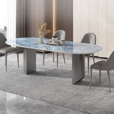 Metal Oval Traditional Luxury Dining Table Sintered Stone Table with Double Pedestal Clearhalo ' dining_table' 'Dining Tables & Seating' 'Dining Tables' 'furn' 'furn_dining_table' 'Furniture' 'furniture_dining_table' 'Kitchen & Dining Furniture' 'kitchen&dining_furn' 'kitchen' 'kitchen_dining_table' 1200x1200_a937cf9e-20b7-4138-8a40-474ac598d4e0