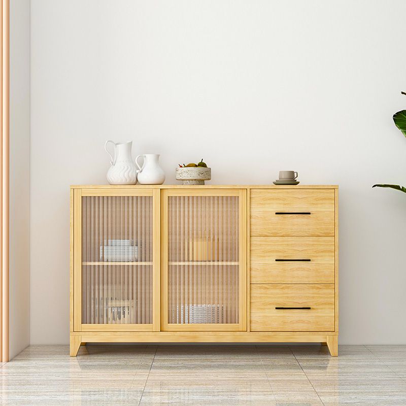 Modern Credenza Engineered Wood Sideboard Table with Sliding Glass Door Clearhalo 'buffet_sideboard' 'Buffets & Sideboards' 'furn' 'furn_buffet_sideboard' 'Furniture' 'Kitchen & Dining Furniture' 1200x1200_a93856a3-f5bd-4ac0-9e6c-10d483d40758