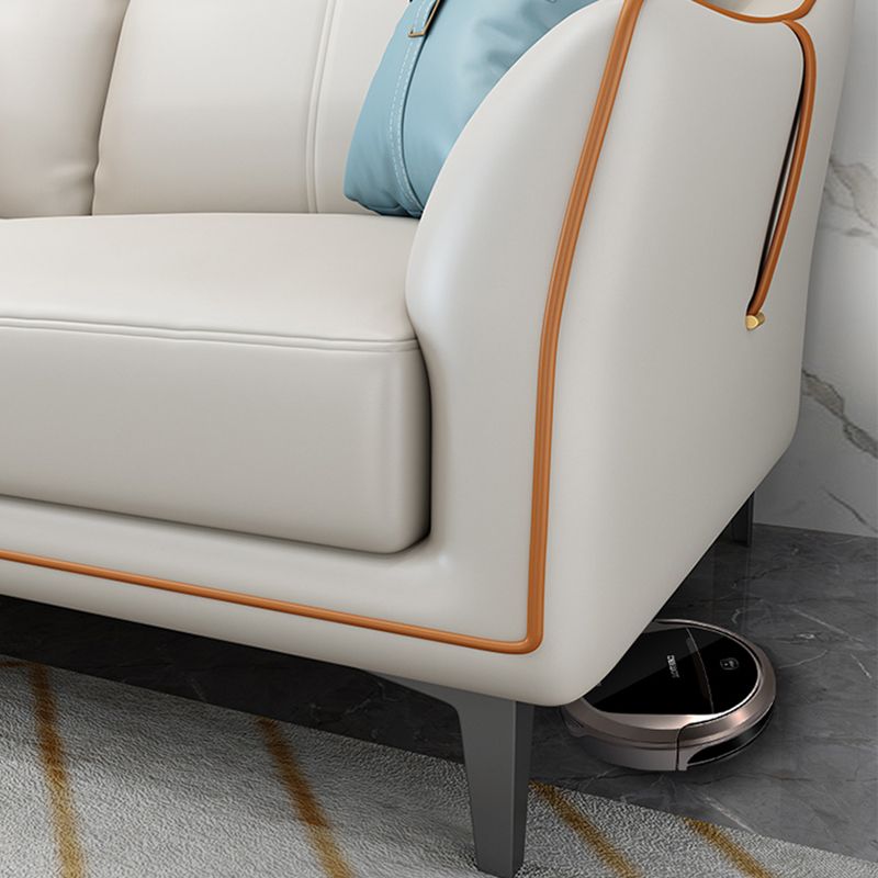 Transitional Modern Sofa with Bolster Pillows 35.43"High Tuxedo Arm Sofa, Ivory Clearhalo 'furn' 'furn_sofas' 'Furniture' 'furniture_sofas' 'Living Room Furniture' 'Sofa' 'sofas' 1200x1200_a939b48f-6d9a-4198-9d6c-cacf51b71538