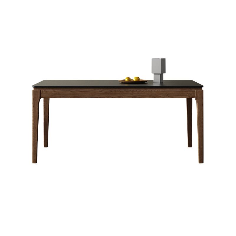 Moderne rechthoekige stenen eettafel met houten poten voor eetkamer