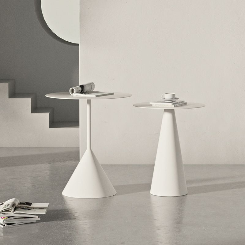 Mid-Century Modern Couchtisch mit Sockel aus Metall, runder Cocktailtisch