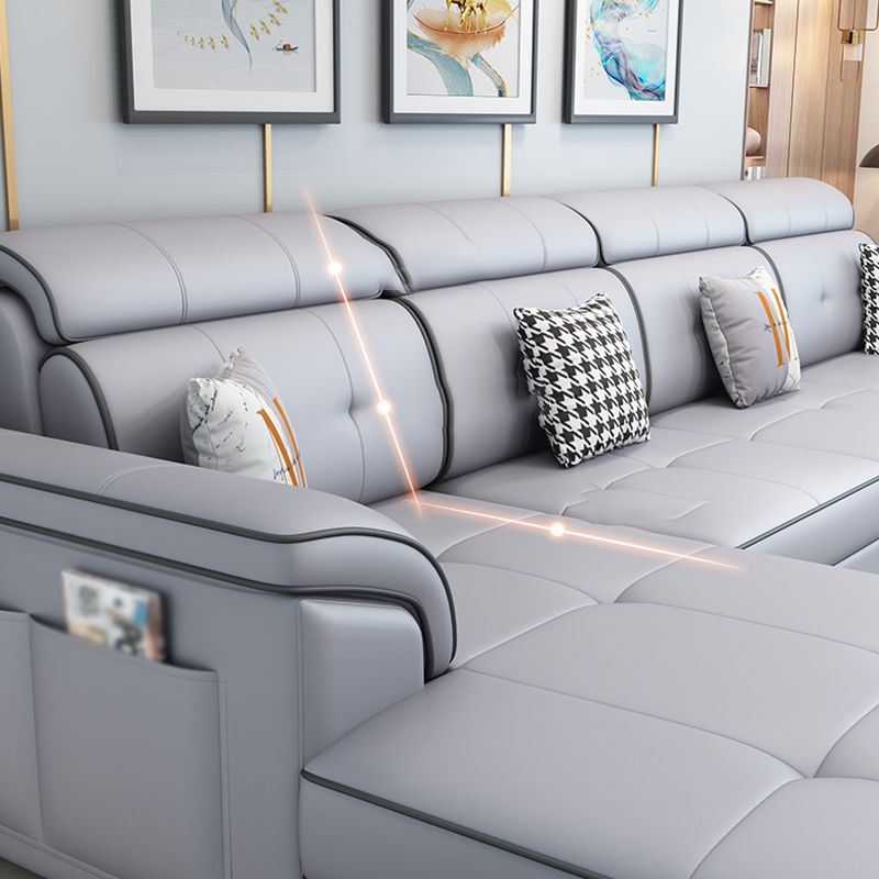 Faux Leather/Cotton Blend L-Shape Right Hand Facing Sectional Sofa Set Clearhalo 'Furniture' 'furniture_sectionals' 'kitchen' 'kitchen_sectionals' 'Living Room Furniture' 'Sectionals' 1200x1200_a93badda-91ba-4ee2-b185-d2da78f2ed33