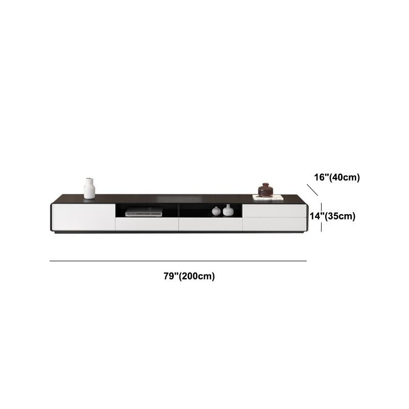 Zeitgenössische offene Regale TV -Konsole entwickelte Holz -TV -TV -Ständer in Schwarz und Weiß