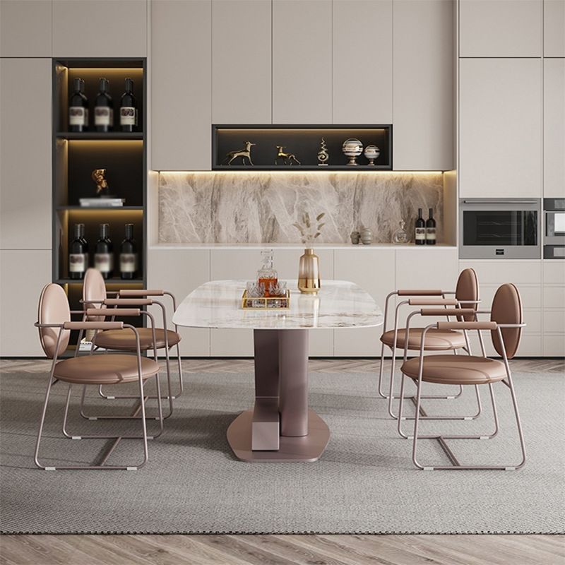 Nordic Glam Style 1/4/5/7 Pieces Dining Sintered Stone Dining Table Set with Metal Legs Clearhalo 'Dining Room Sets' 'Dining Tables & Seating' 'dining_room_set' 'furn' 'furn_dining_room_set' 'Furniture' 'furniture_dining_room_set' 'Kitchen & Dining Furniture' 1200x1200_a93c5e14-8a49-4d68-b1c2-a5162af65378