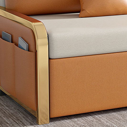 34.6 "H zeitgenössische Kunstleder -Leder -Armlosen -Sofa für Wohnzimmer