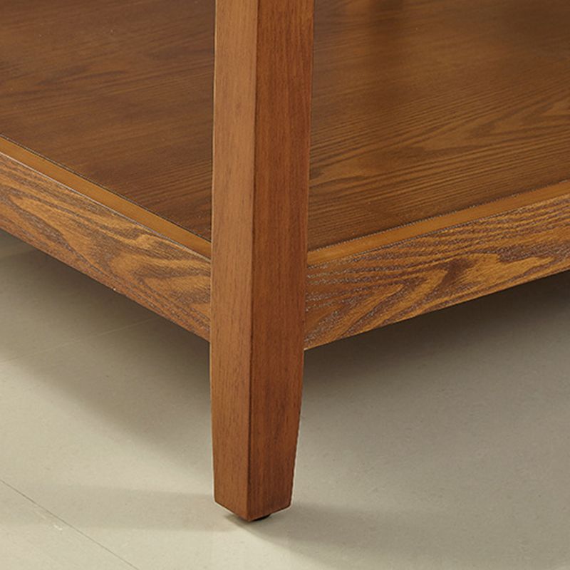 Farmhouse Square Wood Top End Table 4 Legs Sofa Side Table  with Shelves