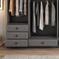 Contemporary Grey Wardrobe Armoire Engineered Wood Wardrobe Closet