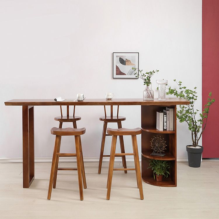 Contemporary Rectangle Bar Dining Table Wood Bar Height Table with Shelves Clearhalo 'Bar Furniture' 'Bar Tables' 'bar_tables' 'furn' 'furn_bar_tables' 'Furniture' 'furniture_bar_tables' 'Kitchen & Dining Furniture' 'kitchen&dining_furn' 'kitchen' 1200x1200_a93ea611-5545-4106-af59-2410af1f723b
