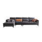 Contemporary Stain-Resistant Faux Leather Dark Gray for Living Room Sofa