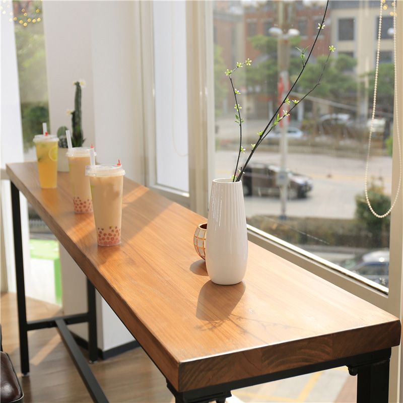 Industrial Bar Height Table Solid Wood Top Bistro Table with Black Base Clearhalo 'Bar Furniture' 'Bar Tables' 'bar_tables' 'furn' 'furn_bar_tables' 'Furniture' 'Kitchen & Dining Furniture' 1200x1200_a9402da0-78cb-4a8b-a9a5-80f38e793364