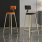 Glam Armless Backrest Counter Stool Iron Bar Stool with Velvet Cushion for Cafe