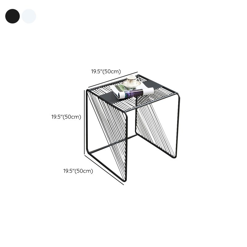 Mid-Century Modern 1/2-Piece Coffee Table in Square Iron Cocktail Table