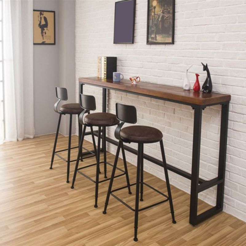 Industrial Rectangle Bar Table Solid Wood Bar Dining Table with Trestle Base Clearhalo 'Bar Furniture' 'Bar Tables' 'bar_tables' 'furn' 'furn_bar_tables' 'Furniture' 'Kitchen & Dining Furniture' 1200x1200_a944ddf4-4bb2-4335-9b89-a737831d0b77