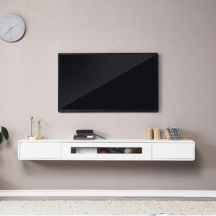 Rubberwood 9.45" D TV Stand Nordic Floating TV Stand with Storage Drawers Clearhalo 'furn' 'furn_tv_stands_entertainment_centers' 'Furniture' 'Living Room Furniture' 'TV Stands & Entertainment Centers' 'TV Stands & Media Storage Furniture' 'tv_stands_entertainment_centers' 1200x1200_a94635d2-09d8-4f33-8b0a-c90e0f44a70f