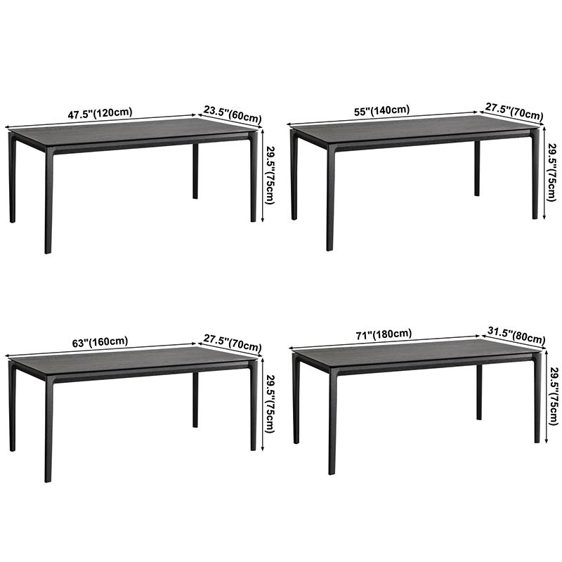 Modern Black Solid Wood Dining Table Rectangle Kitchen Dining Table with 4 Legs Base Clearhalo ' dining_table' 'Dining Tables & Seating' 'Dining Tables' 'Furniture' 'furniture_dining_table' 'Kitchen & Dining Furniture' 'kitchen&dining_furn' 'kitchen' 'kitchen_dining_table' 1200x1200_a949acaa-9ae5-4743-b428-c4cf9693f67f