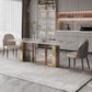 1/4/5/9 Pieces Rectangle Glam Furniture Stone Dining Table Set with Double Pedestal Base Clearhalo 'Dining Room Sets' 'Dining Tables & Seating' 'dining_room_set' 'furn' 'furn_dining_room_set' 'Furniture' 'furniture_dining_room_set' 'Kitchen & Dining Furniture' 'kitchen&dining_furn' 'kitchen' 1200x1200_a949d4a9-f11f-4420-9d94-6d736f472178
