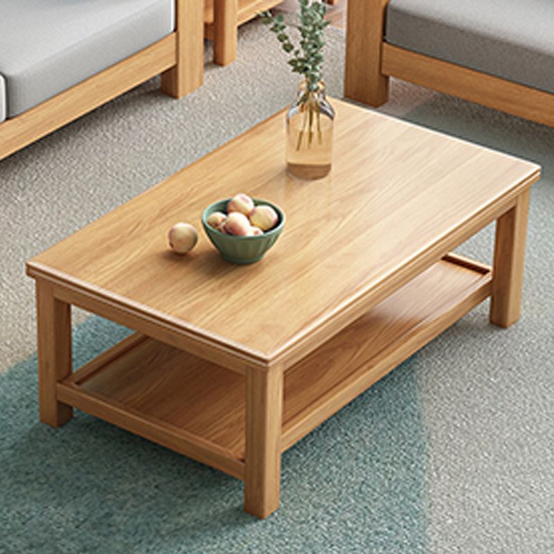 Solid Wood Coffee Table Scandinavian 4 Legs Cocktail Table with Storage Shelf Clearhalo 'Coffee & Accent Tables' 'Coffee Tables' 'coffee_tables' 'furn' 'furn_coffee_tables' 'Furniture' 'Living Room Furniture' 1200x1200_a94b202e-f625-4de7-95f5-a4fe463e1867