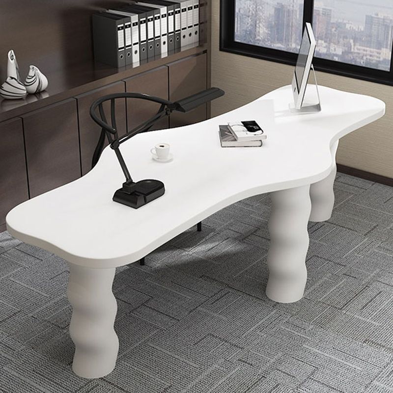Contemporary Wood Office Desk Irregular Shape Task Desk with 3 Legs in White/Black/Grey Clearhalo 'furn' 'furn_office_desk' 'Furniture' 'Office Desks' 'Office Furniture' 'office_desk' 1200x1200_a94db51f-e208-4c3d-9e9f-092b73e7a86b
