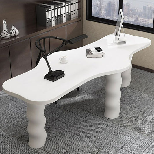 Contemporary Wood Office Desk Irregular Shape Task Desk with 3 Legs in White/Black/Grey Clearhalo 'furn' 'furn_office_desk' 'Furniture' 'Office Desks' 'Office Furniture' 'office_desk' 1200x1200_a94db51f-e208-4c3d-9e9f-092b73e7a86b