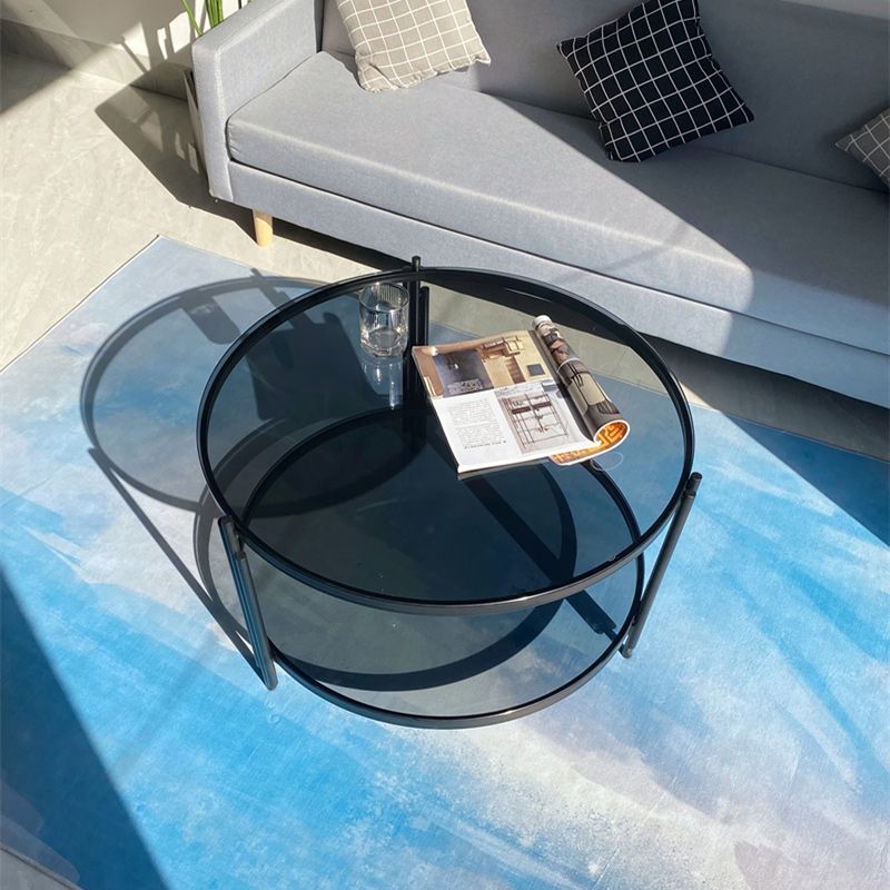 Modern Round Coffee Table 3 Legs Glass Top Coffee Cocktail Table for Living Room Clearhalo 'Coffee & Accent Tables' 'Coffee Tables' 'coffee_tables' 'furn' 'furn_coffee_tables' 'Furniture' 'Living Room Furniture' 1200x1200_a94eb5db-9bdd-4545-a89b-f33370f21ee1