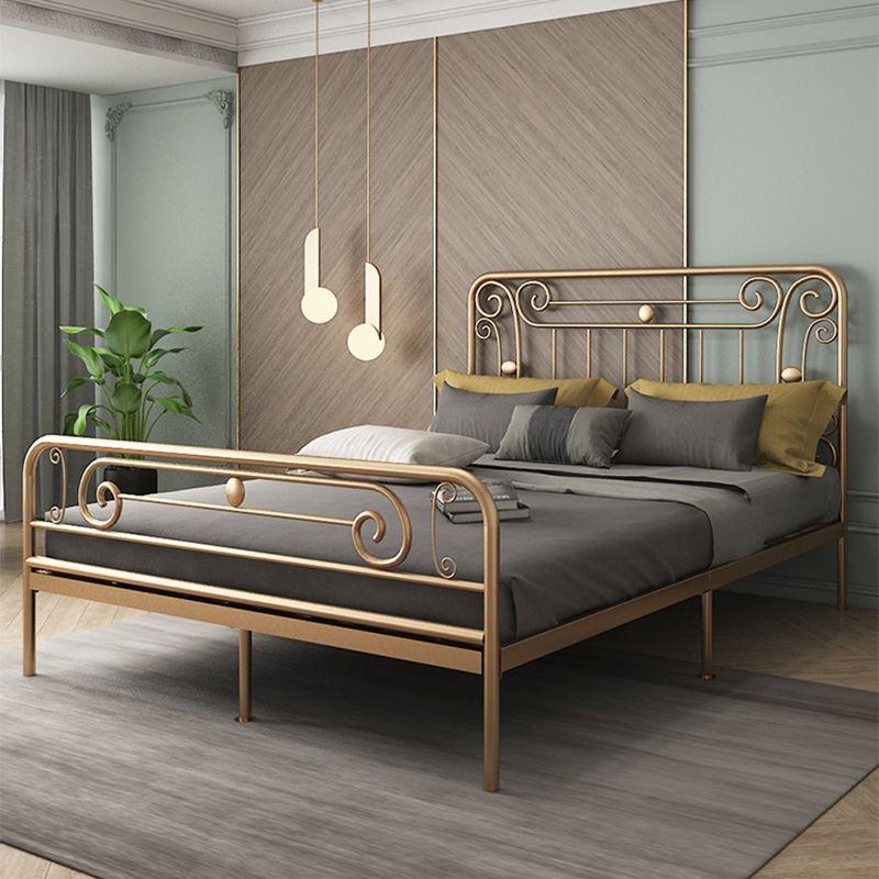 Glam Metallic Open-Frame Bed with with Rectangular Headboard and Footboard