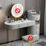 15.74" Wide Vanity Tables Stone Makeup Table with 6 Storage Drawers