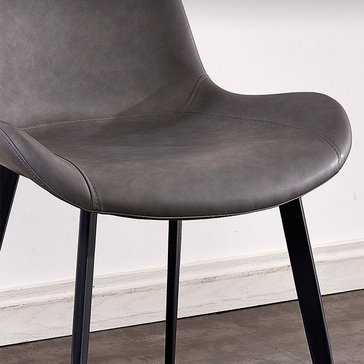 Industrial Style Leather Dining Chairs Solid Back Armless Side Chairs for Home Use Clearhalo ' kitchen&dining_furn' 'Dining Chairs' 'Dining Tables & Seating' 'dining_chair' 'furn' 'furn_dining_chair' 'Furniture' 'furniture_dining_chair' 'Kitchen & Dining Furniture' 'kitchen' 1200x1200_a958d3ed-a570-40c3-90fe-792d1f2ee82e