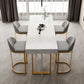 Glam Iron Bar Dining Table with White Stone Top Rectangle Indoor Bistro Table Clearhalo 'Bar Furniture' 'Bar Tables' 'bar_tables' 'furn' 'furn_bar_tables' 'Furniture' 'furniture_bar_tables' 'Kitchen & Dining Furniture' 1200x1200_a95ab6f9-2629-4025-ba31-bfc4d73252de