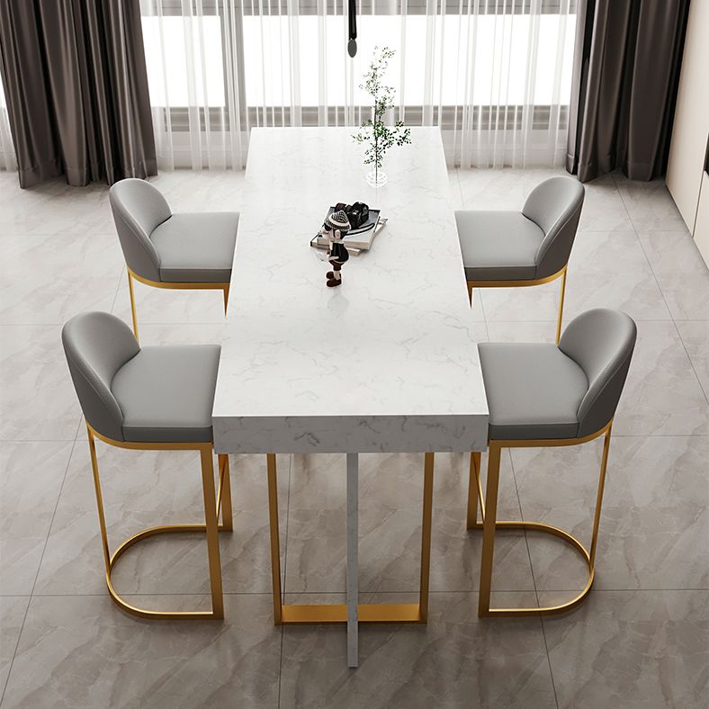 Glam Iron Bar Dining Table with White Stone Top Rectangle Indoor Bistro Table Clearhalo 'Bar Furniture' 'Bar Tables' 'bar_tables' 'furn' 'furn_bar_tables' 'Furniture' 'furniture_bar_tables' 'Kitchen & Dining Furniture' 1200x1200_a95ab6f9-2629-4025-ba31-bfc4d73252de