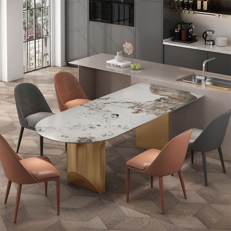 Sintered Stone Dining Table Traditional Luxury Double Pedestal Table for Kitchen Clearhalo 'Dining Tables & Seating' 'Dining Tables' 'dining_table' 'furn' 'furn_dining_table' 'Furniture' 'furniture_dining_table' 'Kitchen & Dining Furniture' 'kitchen' 'kitchen_dining_table' 1200x1200_a95b6948-a1fb-409d-bf79-a6e28a642875