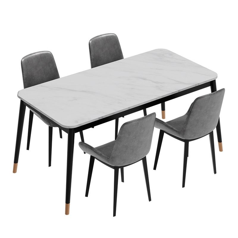 Glam Style Stone Dining Table 4 Metal Legs Table Home Rectangle Dining Table Clearhalo 'Dining Tables & Seating' 'Dining Tables' 'dining_table' 'furn' 'furn_dining_table' 'Furniture' 'furniture_dining_table' 'Kitchen & Dining Furniture' 1200x1200_a95c7715-b074-4674-9aae-52d0c782307e